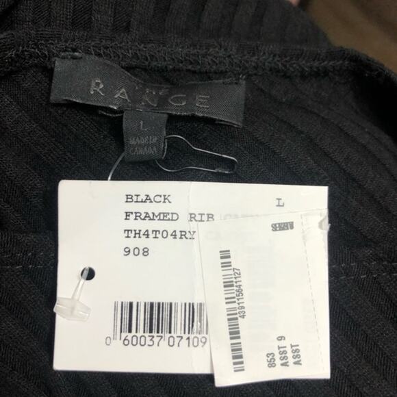 The Range Framed Ribbed Carved One Shoulder Black Turtleneck Top Size L NWT - Picture 7 of 10